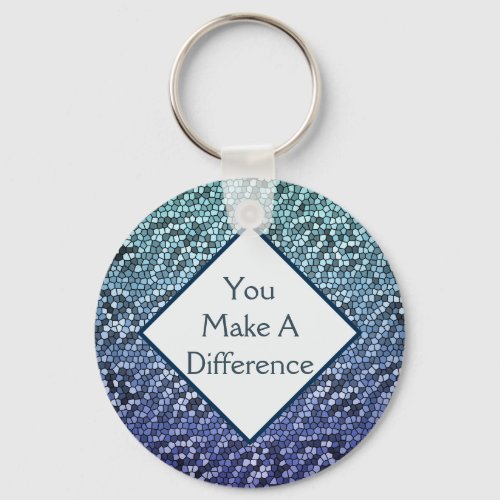 Volunteer You Make a Difference Tiled Appreciation Keychain