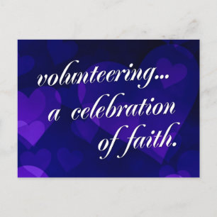 Volunteering is a celebration of spiritual faith invitation postcard