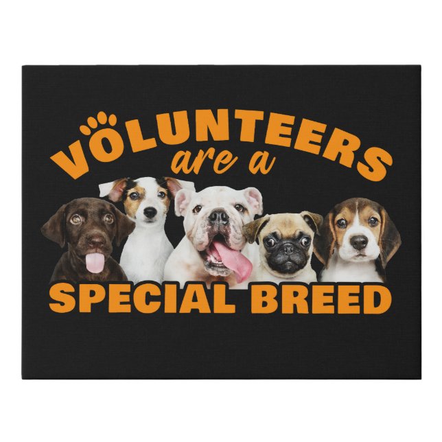 Volunteers Are a Special Breed Dog Rescue Shelter  Faux Canvas Print (Front)