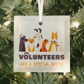 Volunteers Are a Special Breed Dog Rescue Shelter Glass Ornament