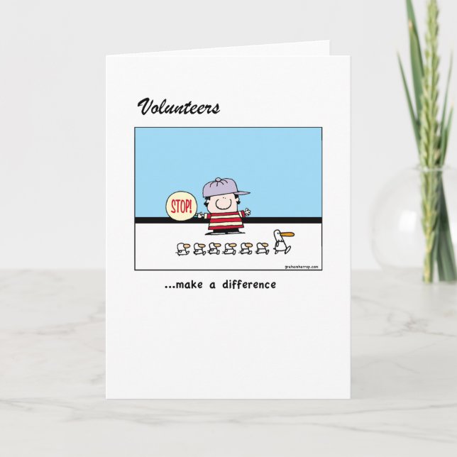 Volunteers make a difference letterpress thank you card (Front)