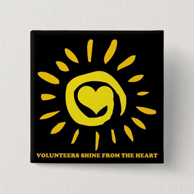Volunteers shine from the heart light up the world button (Front)