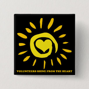 Volunteers shine from the heart light up the world button