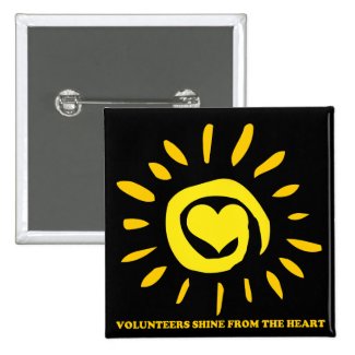 Volunteers shine from the heart light up the world pin