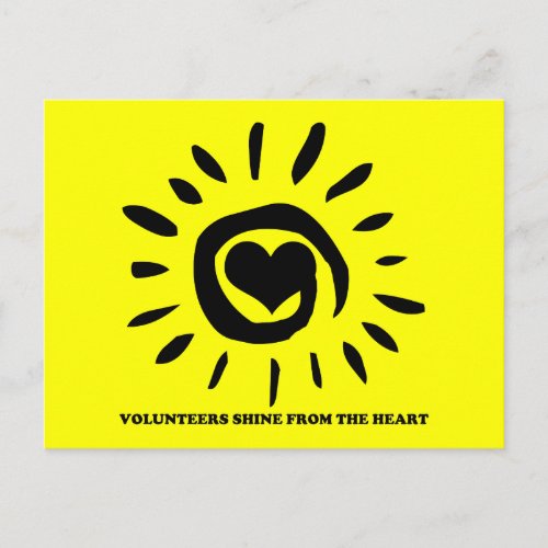 Volunteers shine from the heart light up the world postcard