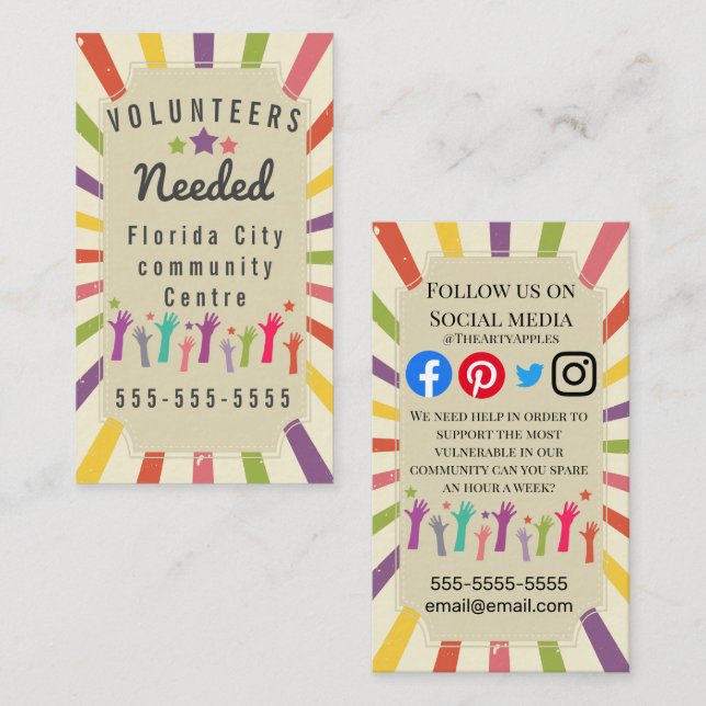 volunteers vulnerable covid-19 support community business card (Front/Back)