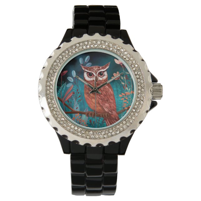 Vom Künstler handillustrierte Eule – Boho Natur Watch (Front)