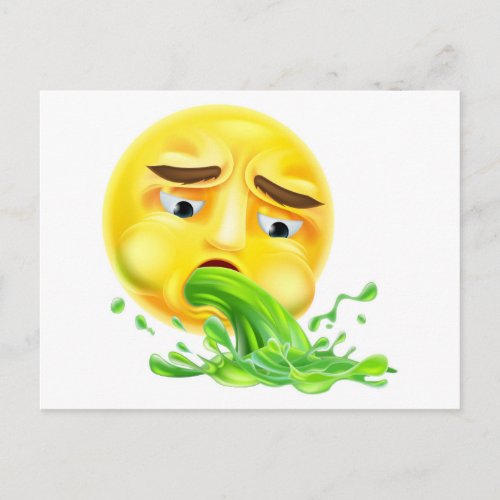 Vomiting Emoji Emoticon Postcard