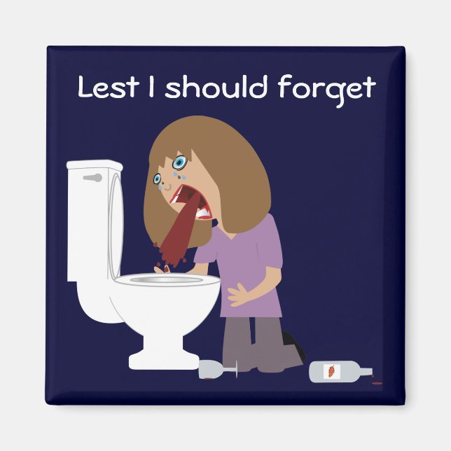 Vomiting Lest I should forget sobriety magnet (Front)