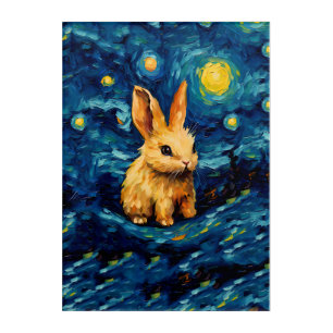 Von Gogh inspired Bunny Starry Night Home Decor