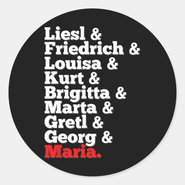 Von Trapp Family Singers Sound Of Music  Classic Round Sticker (Front)