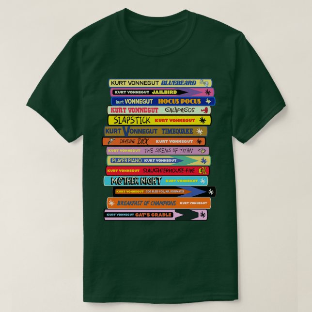 Vonnegut Book Stack T-Shirt (Design Front)