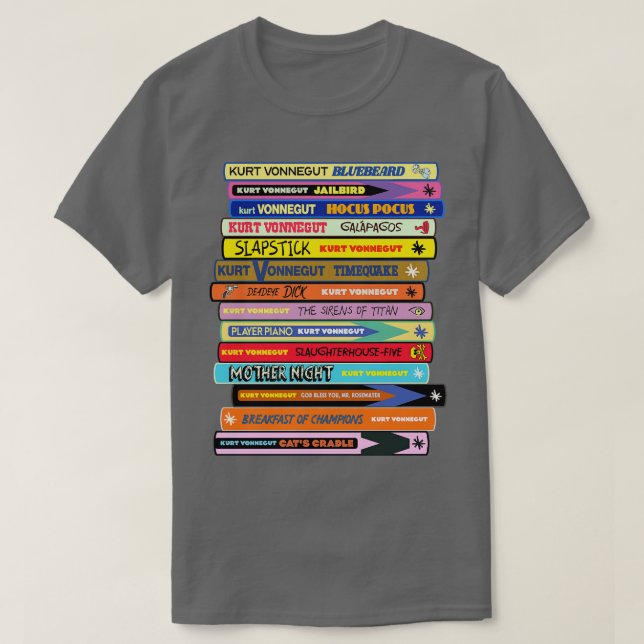 Vonnegut Book Stack T-Shirt (Design Front)