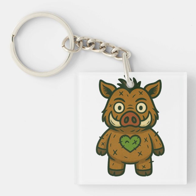 Voodoo Boar – Patchy Warrior Piglet Keychain (Front)