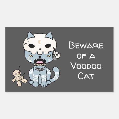 Voodoo Cat Custom Text Dark Grey Rectangular Sticker