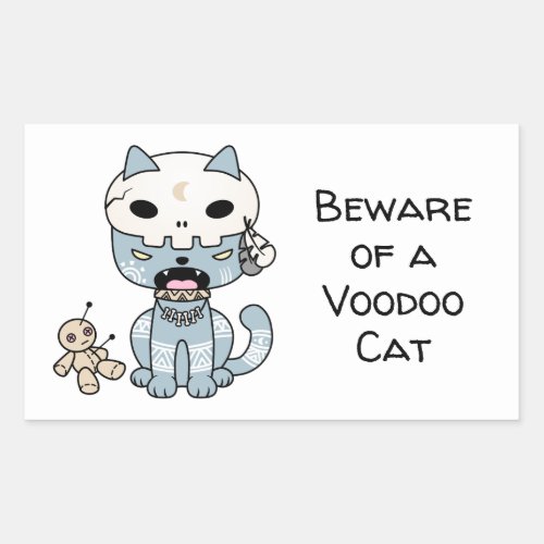 Voodoo Cat Custom Text White Rectangular Sticker