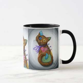 Voodoo Cat Doll Patchwork Cat Gothic Art Mug