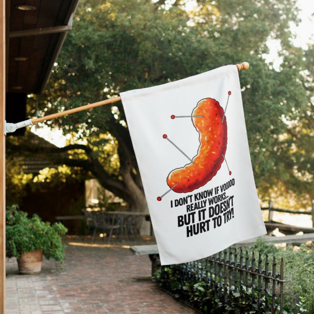 Voodoo Cheese Puff - Anti Trump Joke House Flag (In SItu)