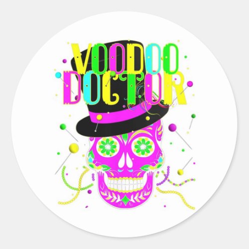 Voodoo Doctor Mardi Gras Classic Round Sticker