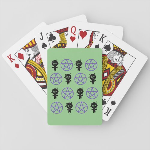Voodoo Doll and Purple Pentagram Tarot Poker Cards