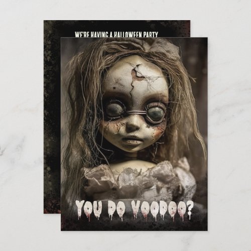 Voodoo Doll Budget Adult Halloween Invitation Postcard