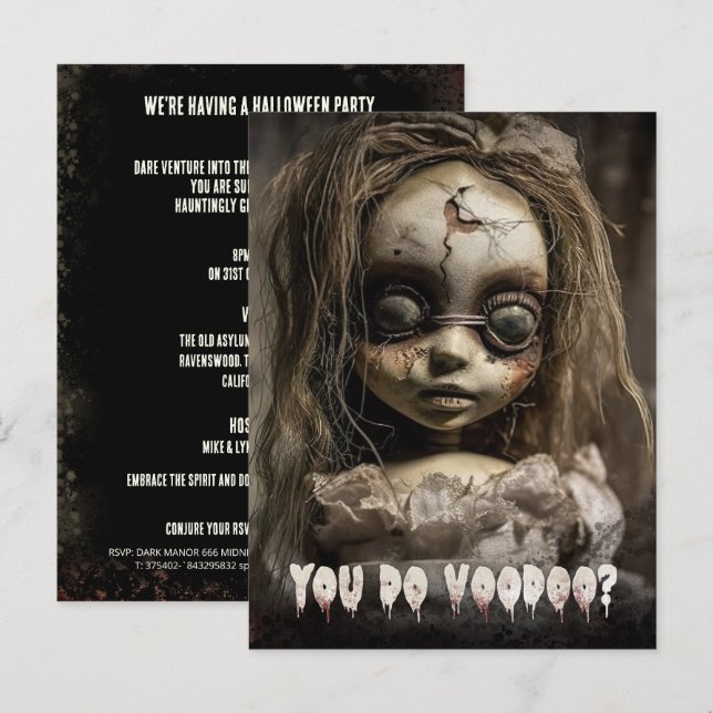 Voodoo Doll Budget Adult Halloween Invitation Postcard (Front/Back)