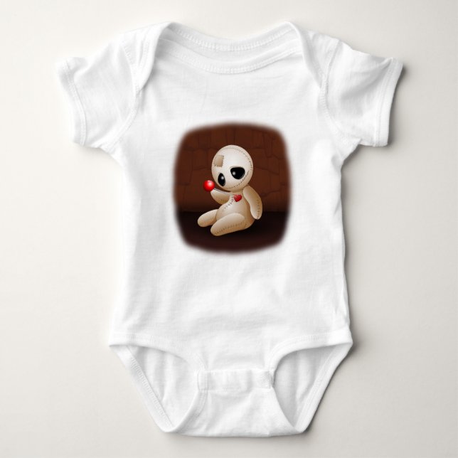 Voodoo Doll Cartoon in Love Baby Bodysuit (Front)