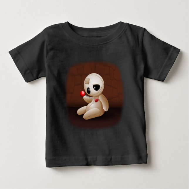 Voodoo Doll Cartoon in Love Baby T-Shirt (Front)
