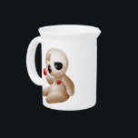 Voodoo Doll Cartoon in Love Beverage Pitcher<br><div class="desc">Cute Voodoo Doll Cartoon in Love,  looking sad,  a broken heart...  with a Pin on Heart. Also creepy cute design for Halloween Romance. Originally created on Vector Graphic Art Technique. BluedarkArt Copyright.</div>