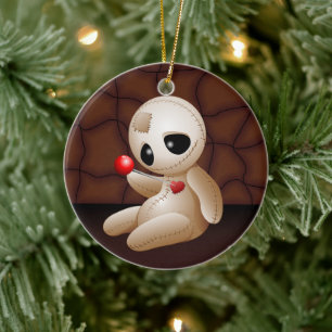 Voodoo Doll Cartoon in Love Ceramic Ornament