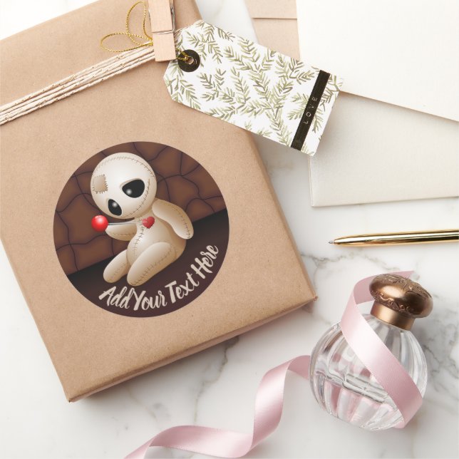 Voodoo Doll Cartoon in Love Classic Round Sticker (Gifting)