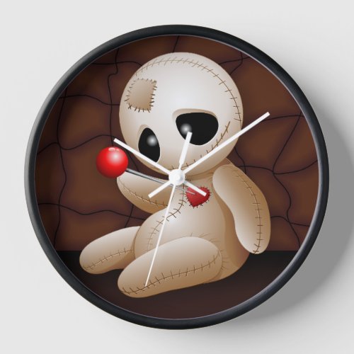 Voodoo Doll Cartoon in Love Clock