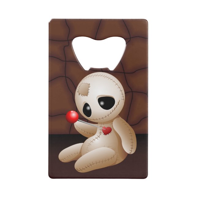 Voodoo Doll Cartoon in Love Credit Card Bottle Opener (Front)