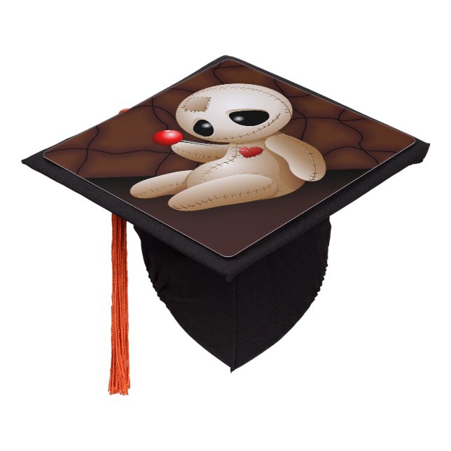 Voodoo Doll Cartoon in Love Graduation Cap Topper (Angled)