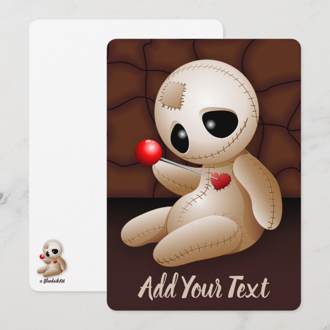 Voodoo Doll Cartoon in Love Holiday Card (Front/Back)