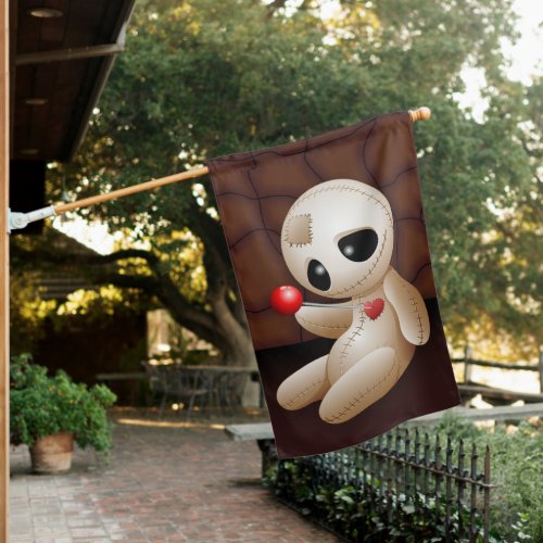 Voodoo Doll Cartoon in Love House Flag