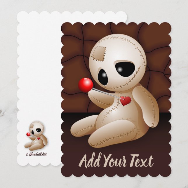Voodoo Doll Cartoon in Love Invitation (Front/Back)