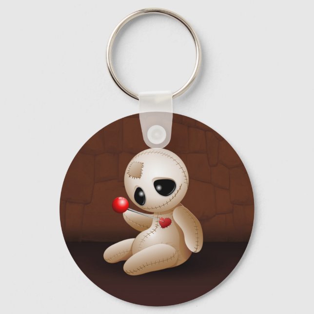 Voodoo Doll Cartoon in Love Keychain (Front)