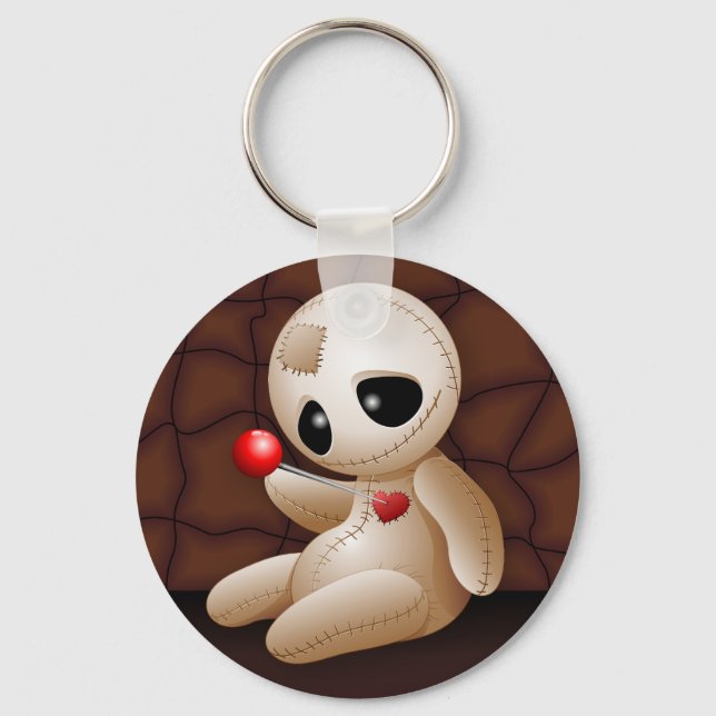 Voodoo Doll Cartoon in Love Keychain (Front)