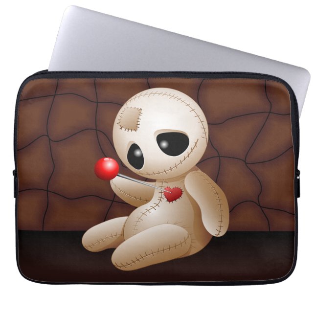 Voodoo Doll Cartoon in Love Laptop Sleeve (Front)