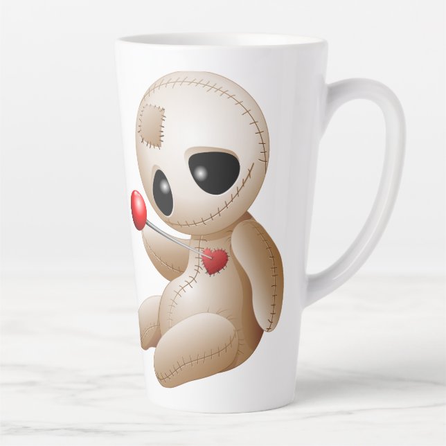 Voodoo Doll Cartoon in Love Latte Mug (Right)