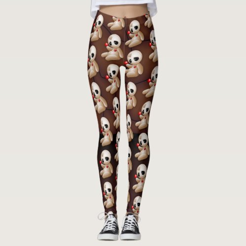 Voodoo Doll Cartoon in Love Leggings