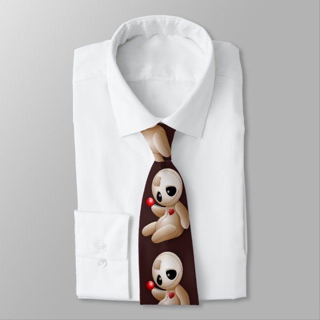 Voodoo Doll Cartoon in Love Neck Tie (Tied)