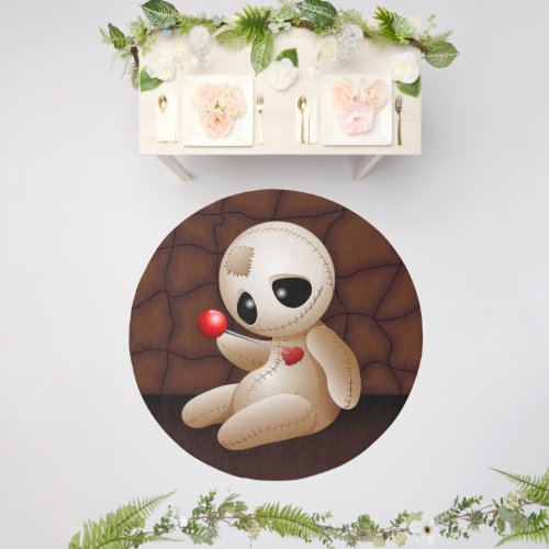 Voodoo Doll Cartoon in Love Outdoor Rug