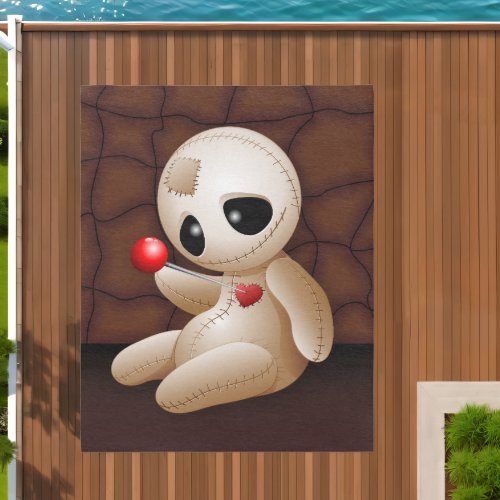 Voodoo Doll Cartoon in Love Outdoor Rug