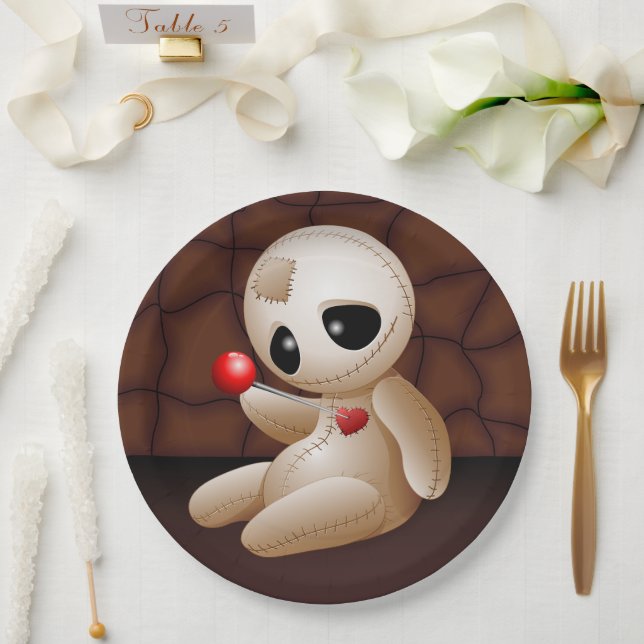 Voodoo Doll Cartoon in Love Paper Plates (Wedding)