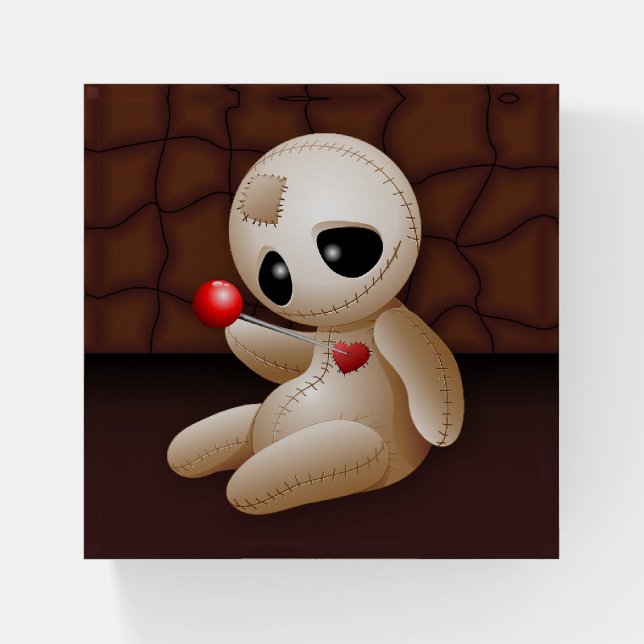 Voodoo Doll Cartoon in Love Paperweight (Front)