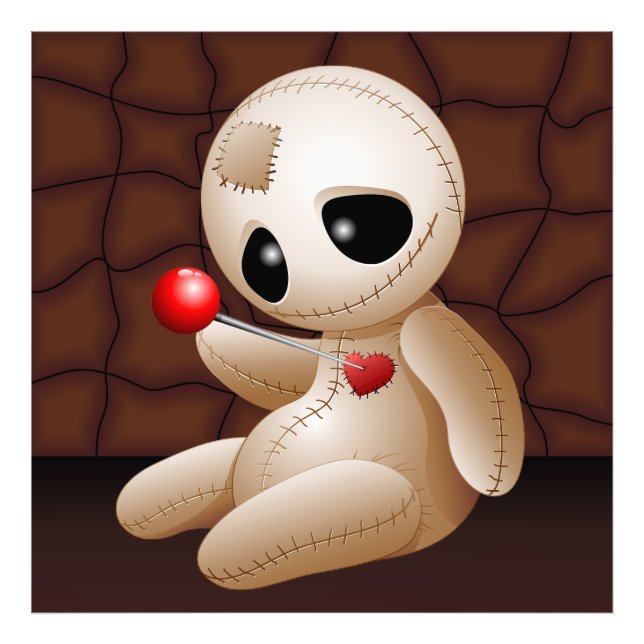Voodoo Doll Cartoon in Love Photo Print (Front)