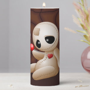 Voodoo Doll Cartoon in Love Pillar Candle