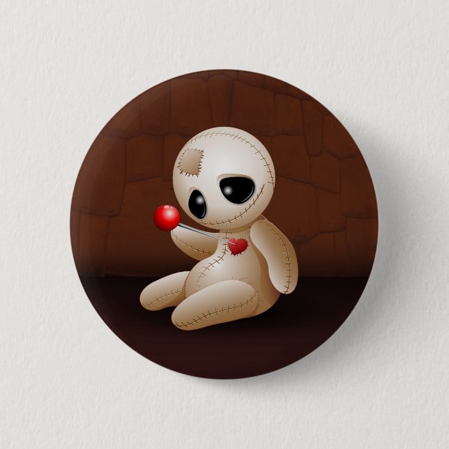 Voodoo Doll Cartoon in Love Pinback Button (Front)
